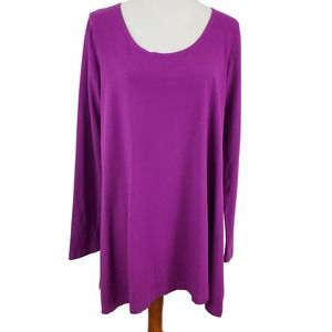 bryn Walker Lagenlook Tunic Top Womens Large Purple Bamboo Organic Cotton Hi Low